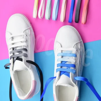 1 Пара высококачественных градиентных шнурков Радужные шнурки Красочные плоские шнурки для кроссовок Повседневные холщовые шнурки для обуви шнурки для обуви
