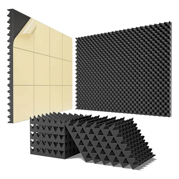 12 упаковок самоклеящихся звукоизоляционных пенопластовых панелей 2x12x12 дюймов для домашних и профессиональных студий