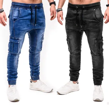 2020 Осень-зима, новые мужские джинсы стрейч-кроя, деловые повседневные Модные джинсовые брюки в классическом стиле, мужские черные синие брюки
