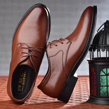 2023 Мужская обувь, кожаная обувь, модельные туфли в деловом стиле, универсальная повседневная амортизирующая износостойкая обувь, Chaussure Homme