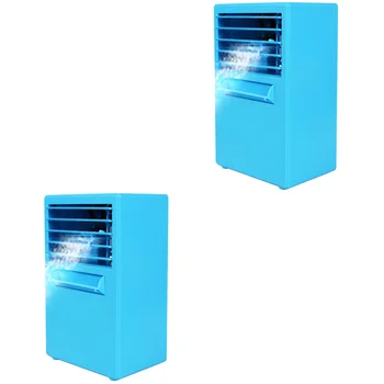 2шт Мини-увлажнитель воздуха Маленький электрический охлаждающий вентилятор Air Creative Cooler с вилкой США (синий)