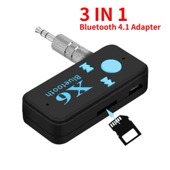 3 в 1 Беспроводной Bluetooth Приемник X6 Адаптер Передатчика 3,5 мм Аудиоразъем TF mp3 Card Reader Для Автомобильной Музыки Аудио Aux Наушники
