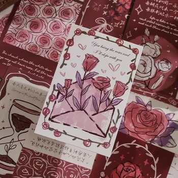 30 Листов/комплект Открытка серии Romantic Tour, сделанная своими руками с изображением розы и тюльпана, открытки с поздравительными сообщениями, подарочная карта на день рождения