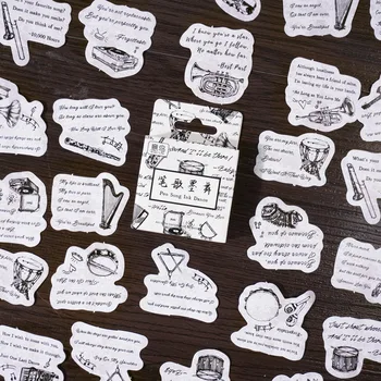 46 шт./лот Винтажные наклейки с музыкальными буквами с цитатами, мини-бумажные наклейки с английскими фразами, наклейки для альбомов 