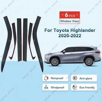 6шт Для Toyota Highlander 2020 2021 2022 Дымовое Окно Козырек Вентиляционное Отверстие Автомобиля Дефлектор Окна Шторы Защита От Солнца И Дождя 6X Тенты Обвес