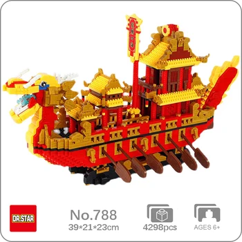 Dr.star 788 Royal Dragon Boat Архитектурная модель корабля-монстра Мини-Алмазные блоки, кирпичи, Строительная игрушка для детей, подарок без коробки
