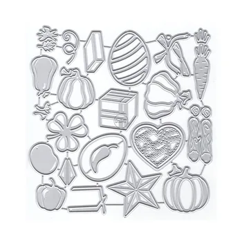 DzIxY Vegetables Heart Штампы для резки металла для изготовления открыток Наборы штампов для тиснения бумаги Альбомные поделки 2023 Новые шаблоны Трафареты