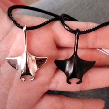 F19D 2x ожерелья с подвеской в виде рыбы-дьявола для пар, стильная цепочка-чокер с подвеской в виде животного, ожерелье из искусственной веревки для женщин, подарок ювелирных изделий
