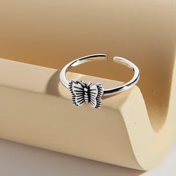 FoYuan Корейская версия Ins Vintage, Винтажное маленькое кольцо с бабочкой для женщин, выполненное в винтажном стиле, с отверстием в стиле минимализма.