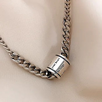 FoYuan Серебристого цвета в европейском и американском стиле, весеннее ожерелье, Женские винтажные цилиндрические подвески, ювелирные изделия