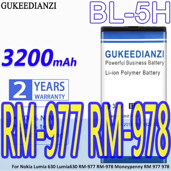 GUKEEDIANZI 3200 мАч BL-5H аккумулятор для Nokia Lumia 630 38 635 636 Lumia630 RM-977 RM-978 BL5H BL 5H Аккумулятор мобильного телефона