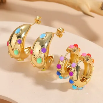HangZhi Богемные Металлические Геометрические серьги-кольца для женщин и девочек 2023, Новые Модные Вечерние Винтажные украшения