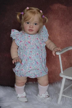 NPK 26-дюймовая Пиппа Уже Раскрашенная Готовая кукла Reborn Toddle Огромного размера Популярная Реалистичная Мягкая на ощупь 3D-кукла Skin Art