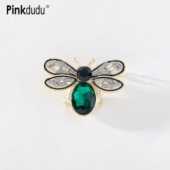 Pinkdudu Корейская мода, Брошь в виде пчелы из зеленого стекла 2023, Милая Роскошная Брошь в виде насекомого, Булавки для женщин, Ювелирные подарки PD1224