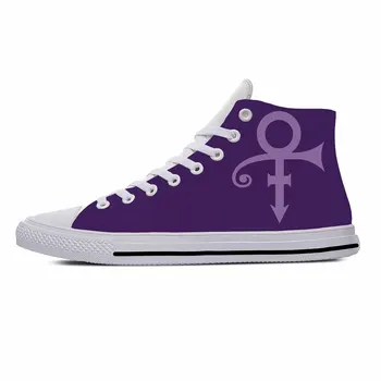 Singer Prince Symbol Rogers Nelson Purple Rain Повседневная тканевая обувь с высоким берцем Легкие дышащие мужские и женские кроссовки с 3D принтом