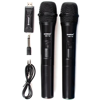 Uhf Usb 3,5 мм Беспроводной микрофон Ручной Микрофон с приемником для караоке Громкоговоритель V20