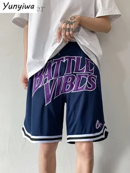 Баскетбольные шорты Мужские летние брюки в стиле хип-хоп, Повседневные трендовые мешковатые полуботинки, дизайнерские шорты для хипстеров неправильной формы.