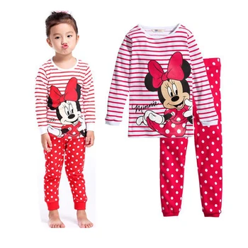 Весенне-осенние Детские брюки с длинными рукавами, пижамные комплекты с Минни, пижамы для мальчиков, детская пижама с Микки, пижама принцессы для маленьких девочек