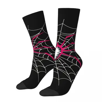 Винтажные мужские носки с розовым сердечком и животными-пауками в уличном стиле унисекс, бесшовные носки с принтом Happy Crew в подарок
