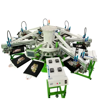 Высокоэффективная автоматическая 4-цветная машина для шелкотрафаретной печати на футболках с 10 станциями и оборудованием для шелкотрафаретной сушки с ИК-вспышкой 4шт.