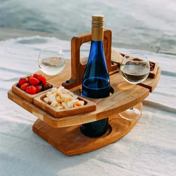 Деревянный стол для пикника, Фруктовая Тарелка, Пляжный столик, Походный столик, Поднос для вина, Переносной стол, Бокал для вина, Складной Столик, Уличная мебель