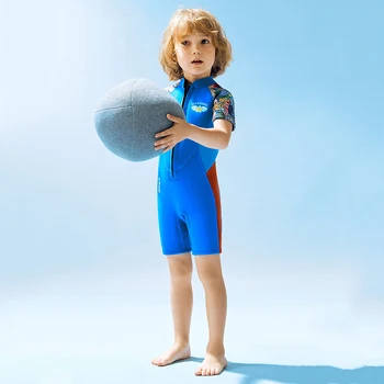 Детская неопреновая одежда для дайвинга и серфинга, водонепроницаемая одежда для дайвинга с застежкой-молнией, эластичное снаряжение для водных видов спорта с коротким рукавом