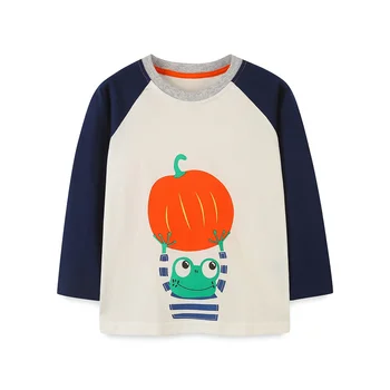 Детские футболки с длинными рукавами на Хэллоуин для детей от 2 до 7 лет, осенне-зимняя одежда для мальчиков, топы для малышей, рубашки Kids Frog