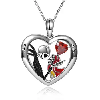 Дешевое Женское ожерелье с подвеской в виде сердца Демона, Асимметричное ожерелье серебристого цвета для женщин, Оригинальное ожерелье из красного кристалла, ювелирные изделия