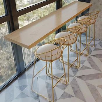 Дизайнерские акриловые барные столы Скандинавская кухонная мебель Повседневный высокий стол из массива дерева Прозрачные подвесные стулья для барного стола на балконе