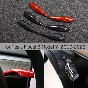 Для Tesla Model3 модель Y2017- 2023 Автомобильный указатель поворота Ручка переключателя стеклоочистителя Встроенная крышка из углеродного волокна, украшающая внутреннюю отделку автомобиля.