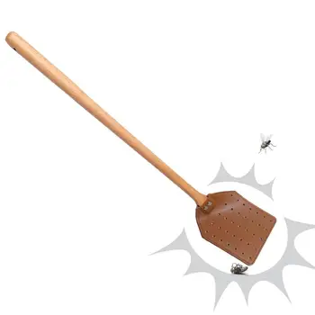 Домашняя портативная мухобойка, компактный деревообрабатывающий кожаный инструмент для прихлопывания мух, комнатные пчелы, мухобойки для кухни в гостиной