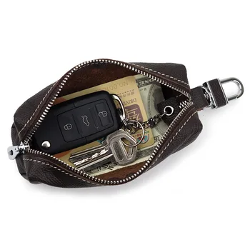 Женские и мужские кожаные сумки для хранения ключей с брелоком, большой емкости, держатель для ключей, органайзер, кошельки для монет, мини-кошельки на молнии