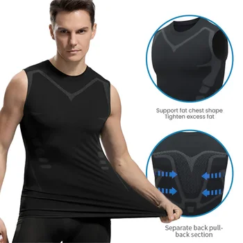 Жилет для коррекции фигуры ENERGXCEL Ionic Shaping Vest для мужчин 2023 года выпуска, новая версия ткани Ice-Silk для мужчин для создания идеального тела
