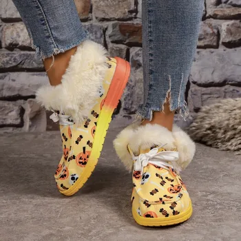 Зимняя Плюшевая хлопчатобумажная обувь на платформе, Замшевые женские ботинки 