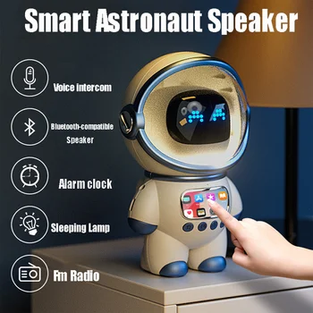 Интеллектуальный астронавт Bluetooth динамик Креативный цифровой Умный будильник FM Радио Электронный ночник для сна Настольные часы