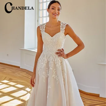 Классические Элегантные свадебные платья CHANDELA с аппликацией в виде сердечка, кружевное свадебное платье из тюля Suknia slubna, сшитое специально для женщин