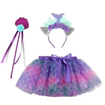 Комплект детской юбки, летняя юбка-пачка, повязка на голову, волшебная палочка, комплект платья-пачки