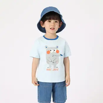Летние хлопковые футболки с короткими рукавами MARC & JANIE Boys с ручной росписью животных 230786