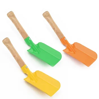 Мини-садовые инструменты Цветная Маленькая Квадратная лопатка с деревянной ручкой для садовых растений Детская Маленькая лопатка Садовые инструменты
