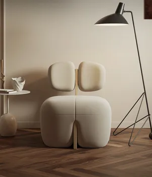 Минималистичный кремовый стиль Персиковое сердечко Диван-кресло для одного человека Тканевый Домашний Дизайнерский стул для отдыха на балконе