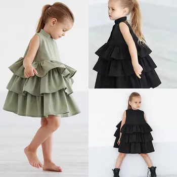 Многослойное платье-пачка для маленьких девочек от 0 до 5 лет, детская летняя одежда, повседневное платье без рукавов, детские праздничные свадебные платья принцессы