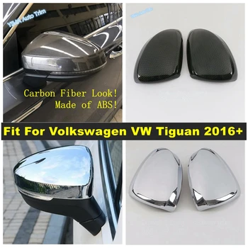 Модифицированная Отделка Крышки Зеркала Заднего Вида Двери Автомобиля Подходит Для Volkswagen VW Tiguan 2016-2022 Из Углеродного Волокна /Блестящие Внешние Аксессуары