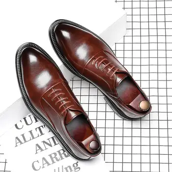 Мужская кожаная обувь, деловая модельная обувь, Универсальная обувь, Официальная черная кожаная обувь, мужская модная повседневная модельная обувь B133