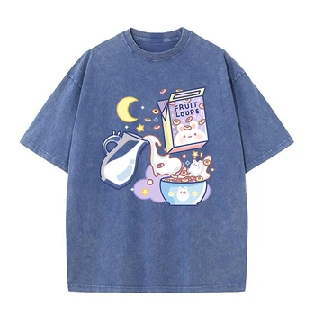 Мужская футболка Vital Breakfast Fruit Loops White Milk, модные хлопчатобумажные футболки, Свободная уличная одежда, летняя футболка Унисекс Оверсайз Оверсайз