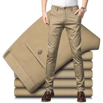 Мужские брюки 2023, эластичные деловые брюки премиум-класса, хлопковые мужские брюки прямого кроя, Модные брюки для костюмов, Официальные A58
