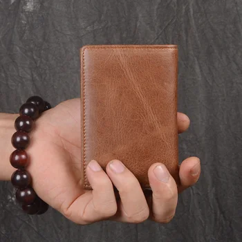 Мужской кожаный кошелек для переноски Женская клеенчатая сумка с несколькими картами Большой емкости короткая