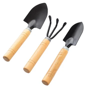 Набор из 3 предметов: мини-садовые лопаты и клешни с деревянными ручками