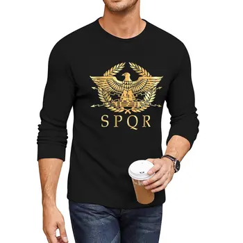 Новый SPQR- Стандартная эмблема Римской империи в виде орла, винтажная футболка с золотым щитом, одежда из аниме, мужская футболка с рисунком