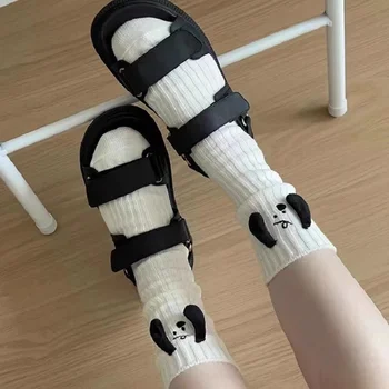 Носки INS Японский Черноухий щенок, носки со средней посадкой, 3D Милые кукольные носки, Весна-лето, вертикальные полосы, Универсальные носки с набивкой, женские
