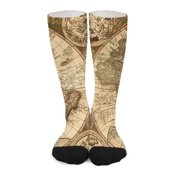 Носки с древней картой, зимние носки, забавные носки для мужчин